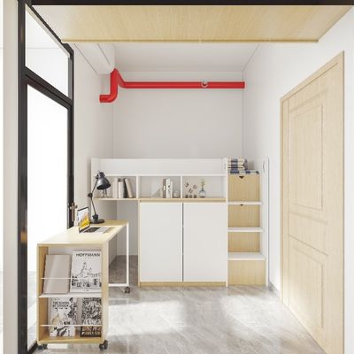 Twin Wooden Loft Bed With Wardrobe