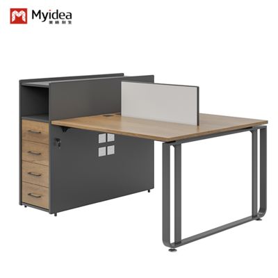 Two Staff Members Facing Each Other, Four Drawer Office Desk, Bright Color Screen, Office Furniture Desk