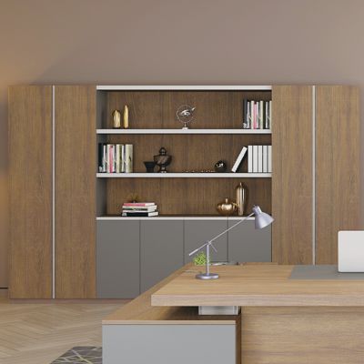 Large Office Back Cabinet With Aluminum Alloy Edging Design, Book Display, Independent Office Back Cabinet
