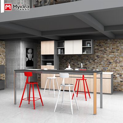 The Company's Employee Pantry bar Counter Is Made of Waterproof Rock Board, and the Simple Tea Table Can Be Customized