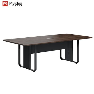 Modern Design Dark Wood Grain Conference Table With Cold-Rolled Steel Legs Office Furniture for Meeting & Negotiation Rooms Factory wholesale