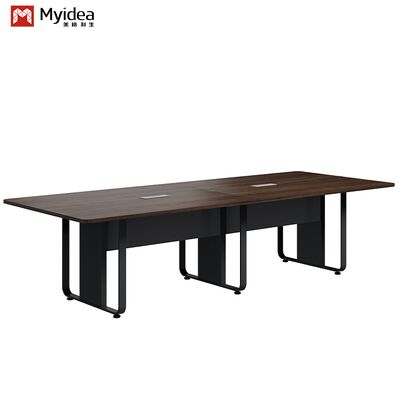 Modern Design Dark Wood Grain Conference Table With Cold-Rolled Steel Legs Office Furniture for Meeting & Negotiation Rooms Factory wholesale