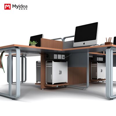 Modern Minimalist Two Person Combination Office Desk with Screen, Card Holder Partition, Multi Person Combination Staff Desk